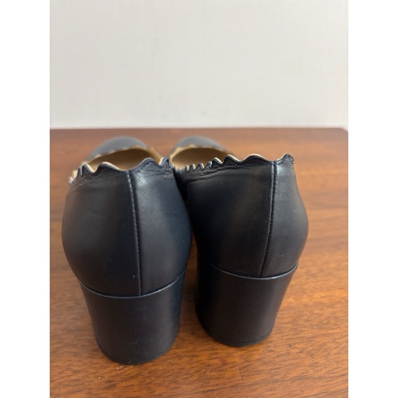 Chloe Women's Lauren Leather Pump Navy Leather Heels Scalloped Italian 38.5 8.5M - Picture 4 of 8
